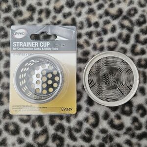 Danco Silver Strainer Cup for Combination Sinks & Utility Tubs, NIP, 1.5" x 7/8"